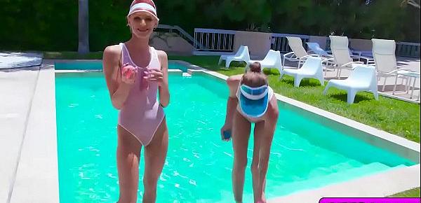  Sexy teens Alison Rey Leah Winters and Emma Hix are in the mood to get wet and wild